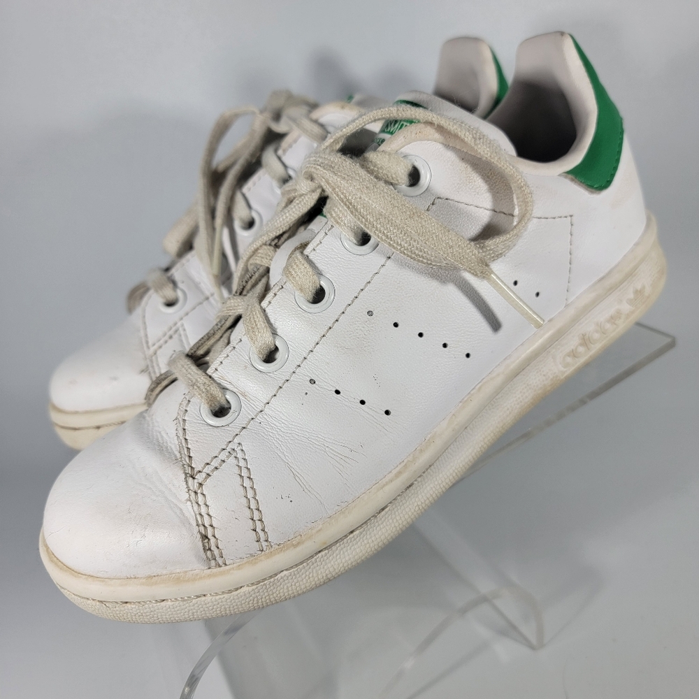 Adidas Stan Smith Sneaker Leather White Green Ortholite Kid US Size 13 1/2